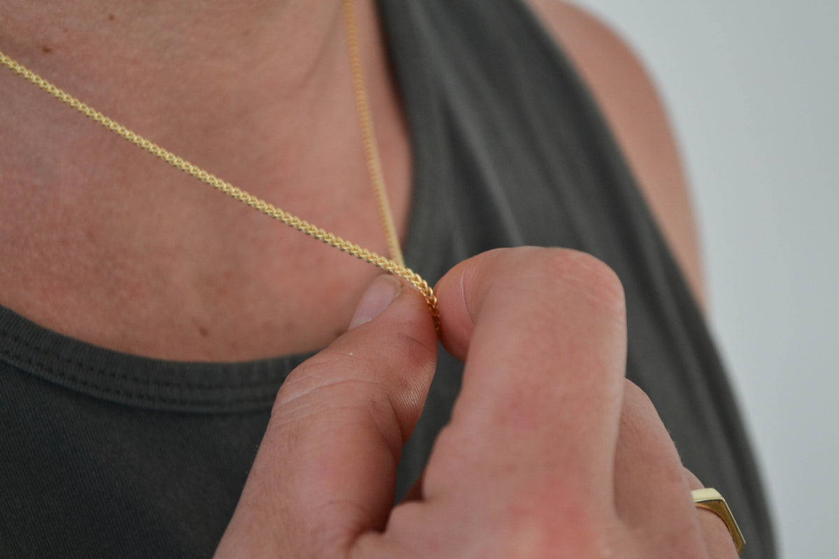 6K Gold Men's Square Franco Necklace
