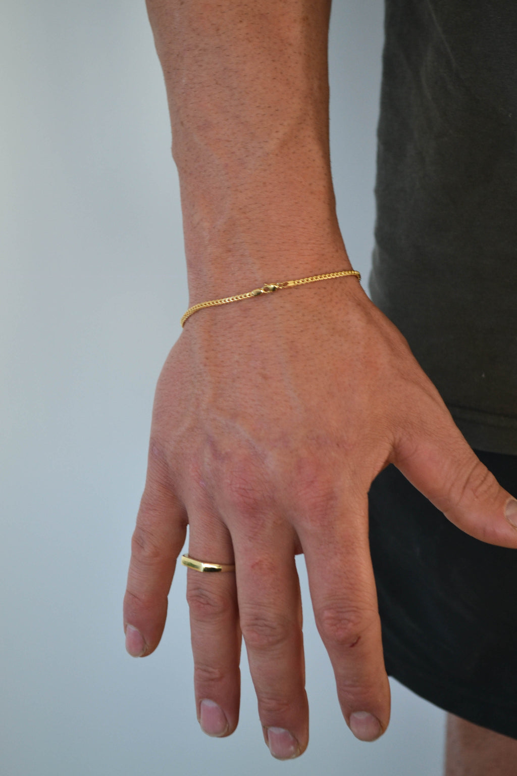 6k Gold Men's Slim Rectangle Signet Ring