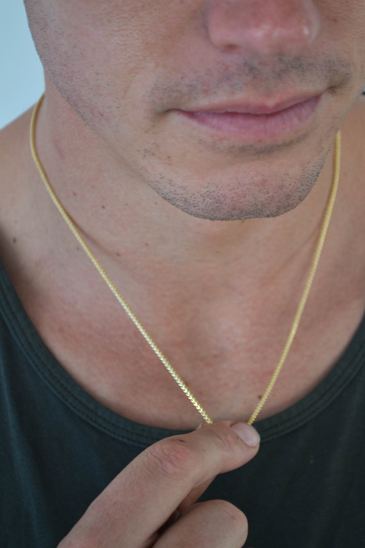 6K Gold Men's Square Franco Necklace