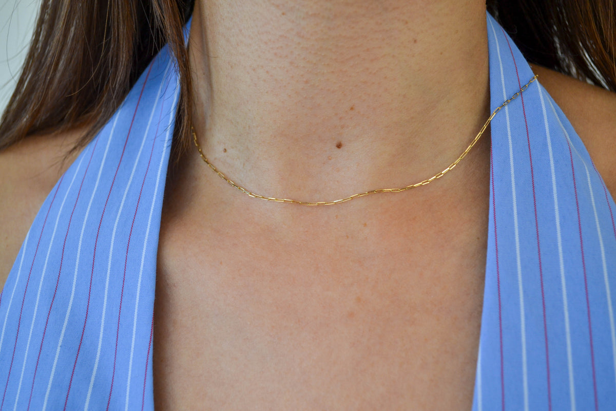6K Gold Fine Paperclip Necklace