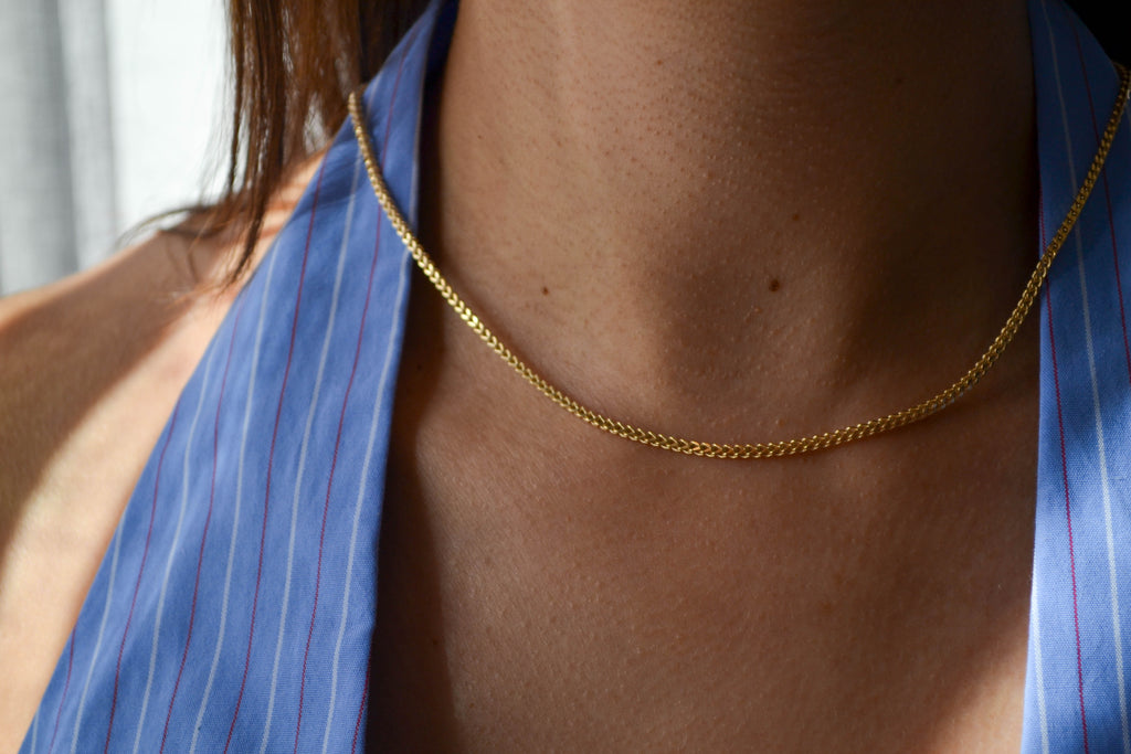 6K Gold Square Franco Necklace