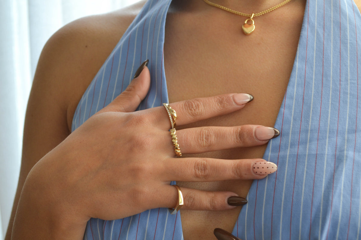 6K Gold Puff Heart Ring