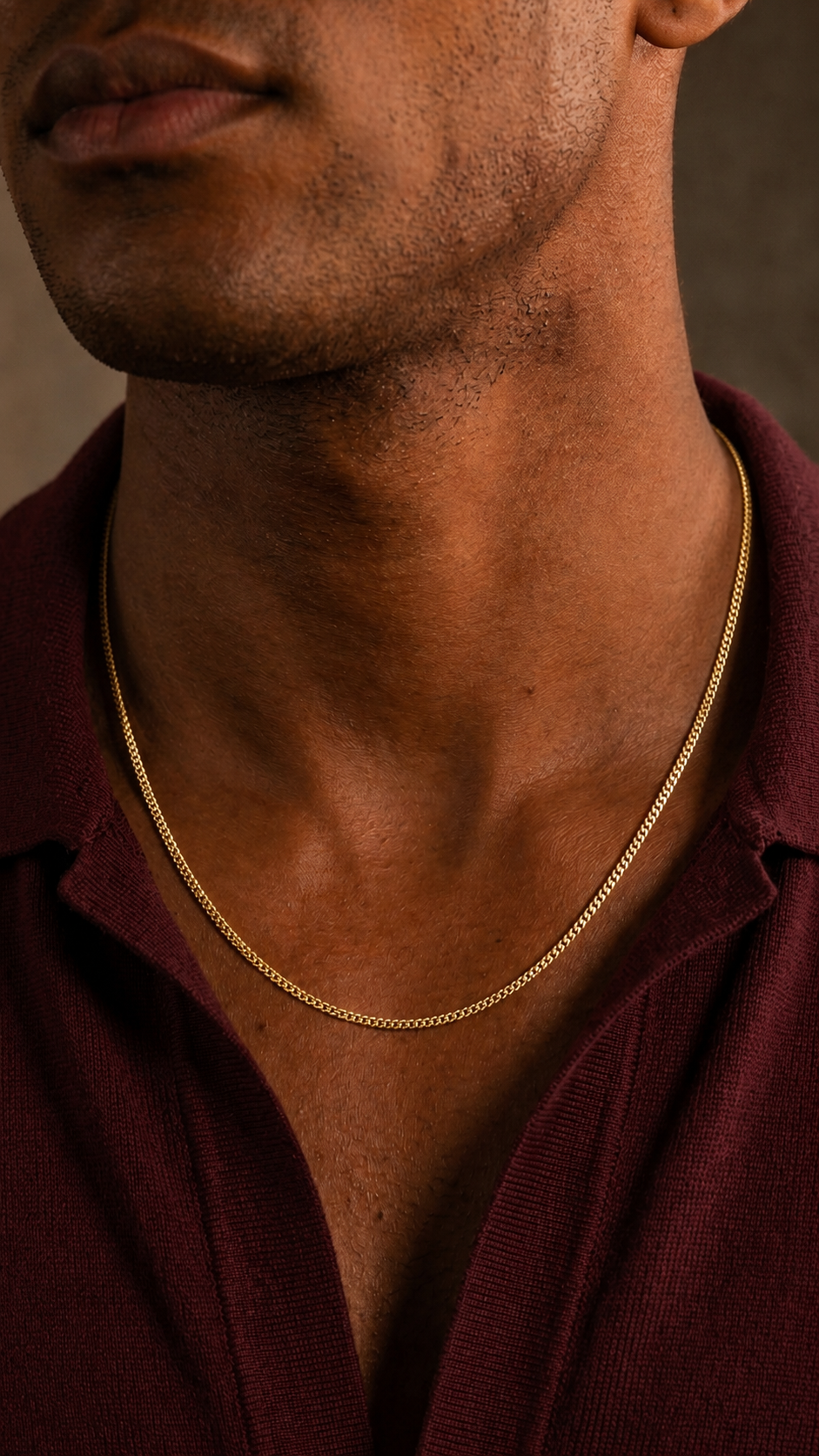6K Gold Men's Square Franco Necklace