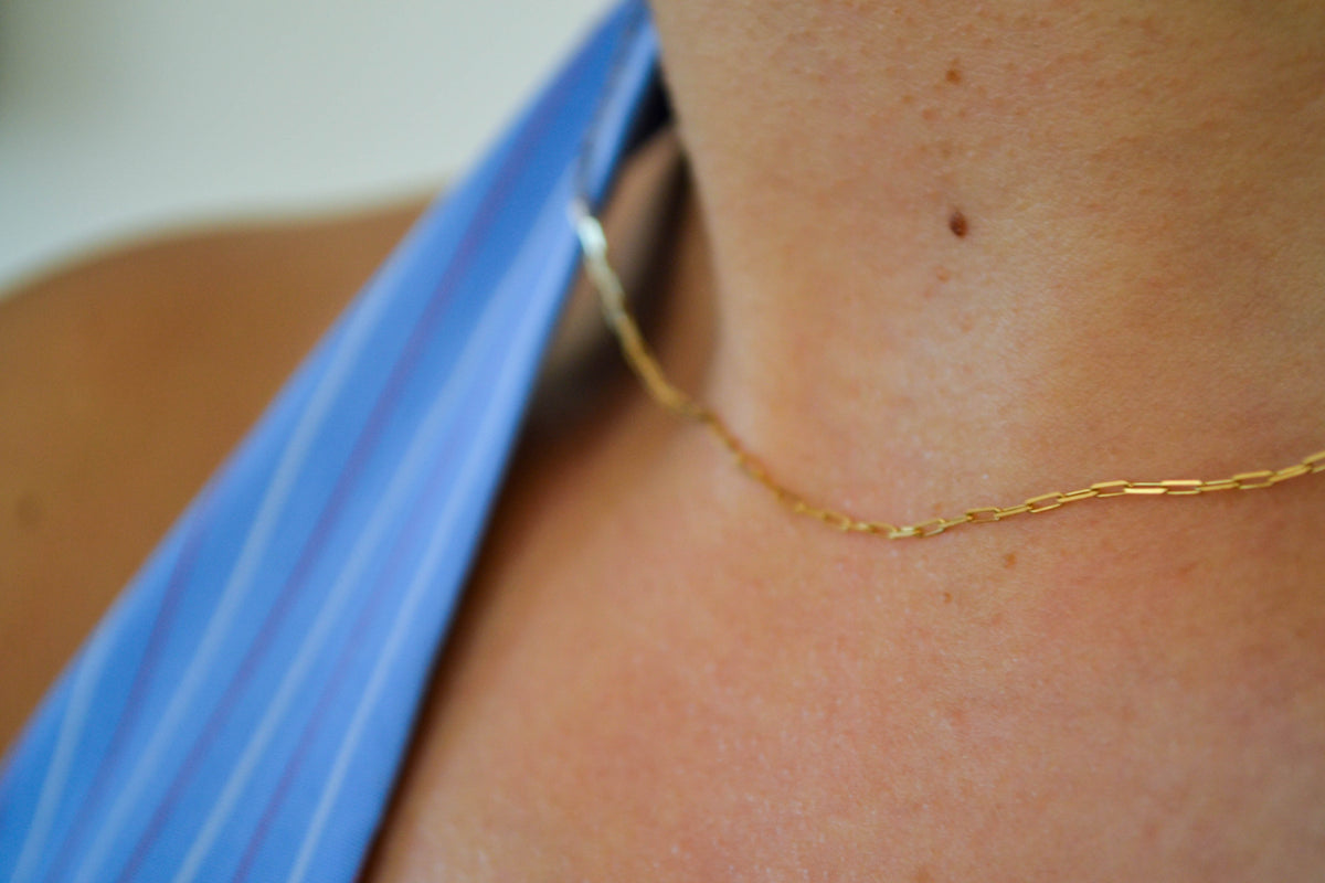 6K Gold Fine Paperclip Necklace
