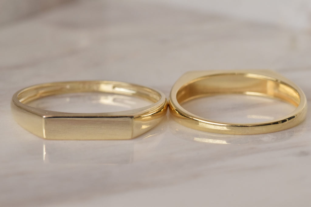 6k Gold Slim Rectangle Signet Ring