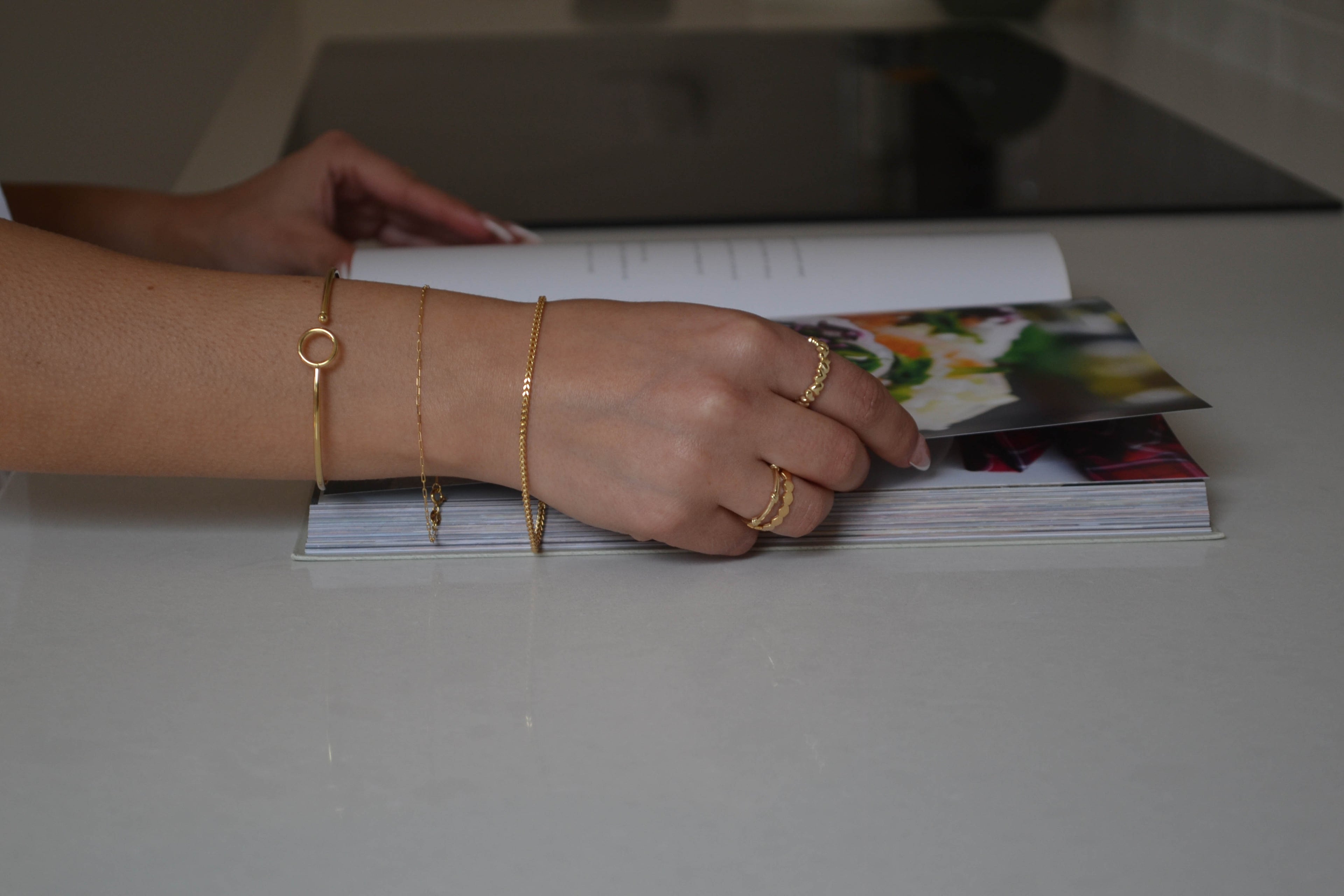 6K Gold Square Franco Bracelet