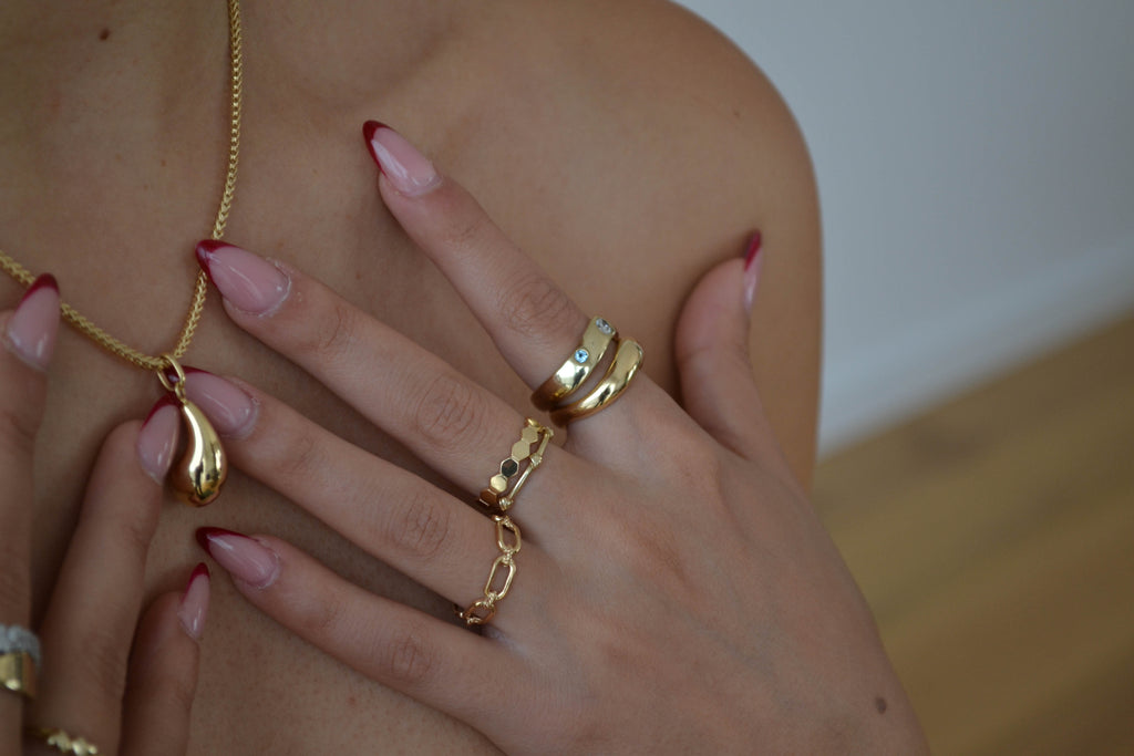 6K Gold Diamond Stride Ring