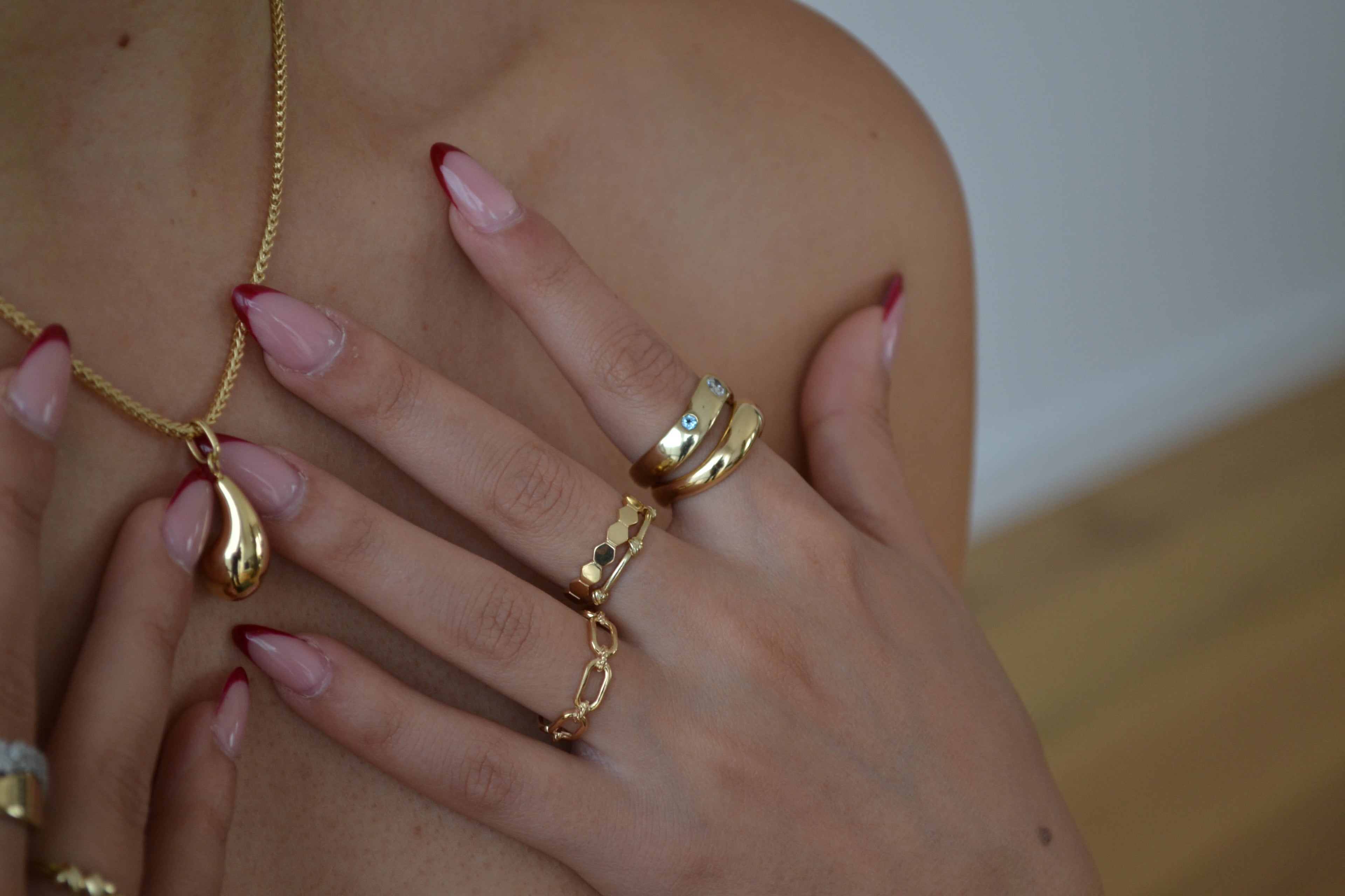 6K Gold Diamond Stride Ring