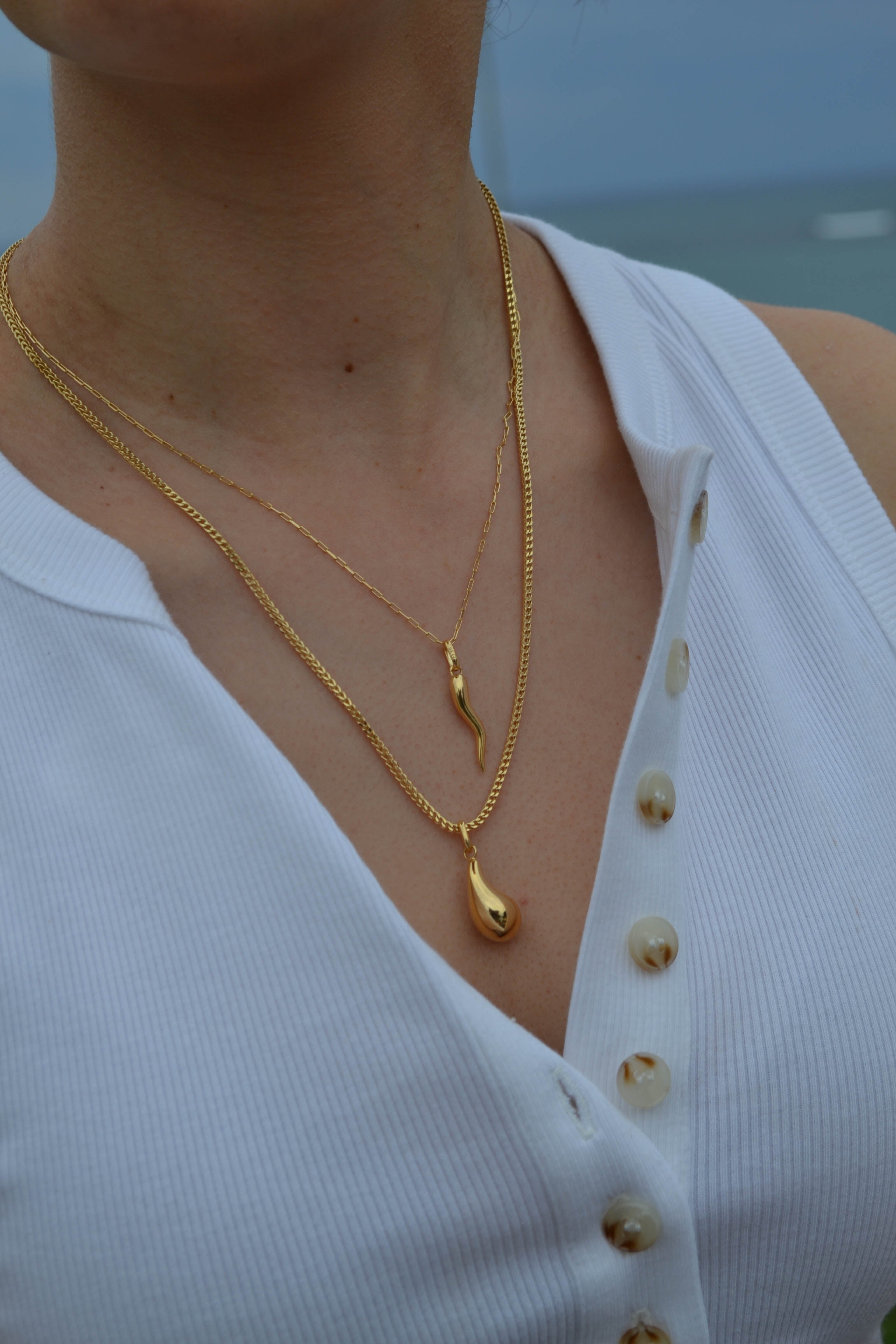 6K Gold Square Franco Necklace