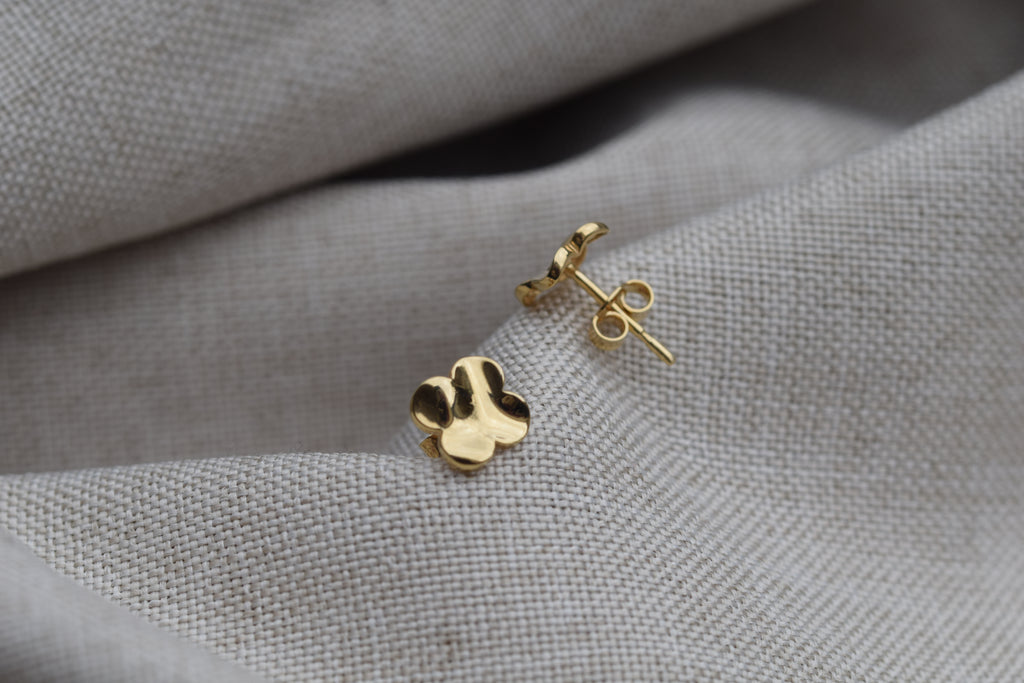 6K Gold Four-Leaf Clover Studs