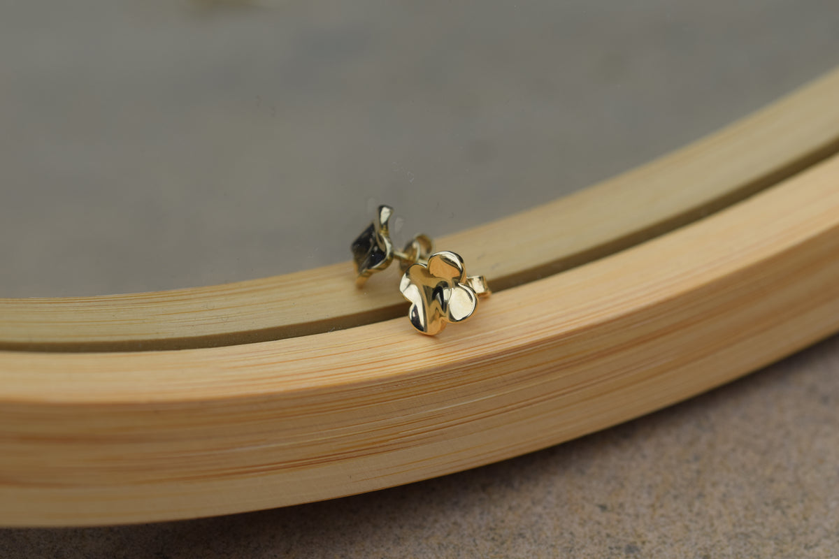 6K Gold Four-Leaf Clover Studs