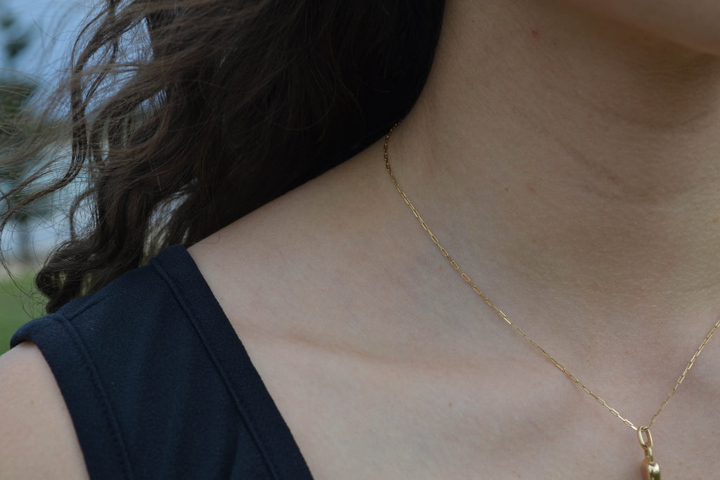 6K Gold Fine Paperclip Necklace