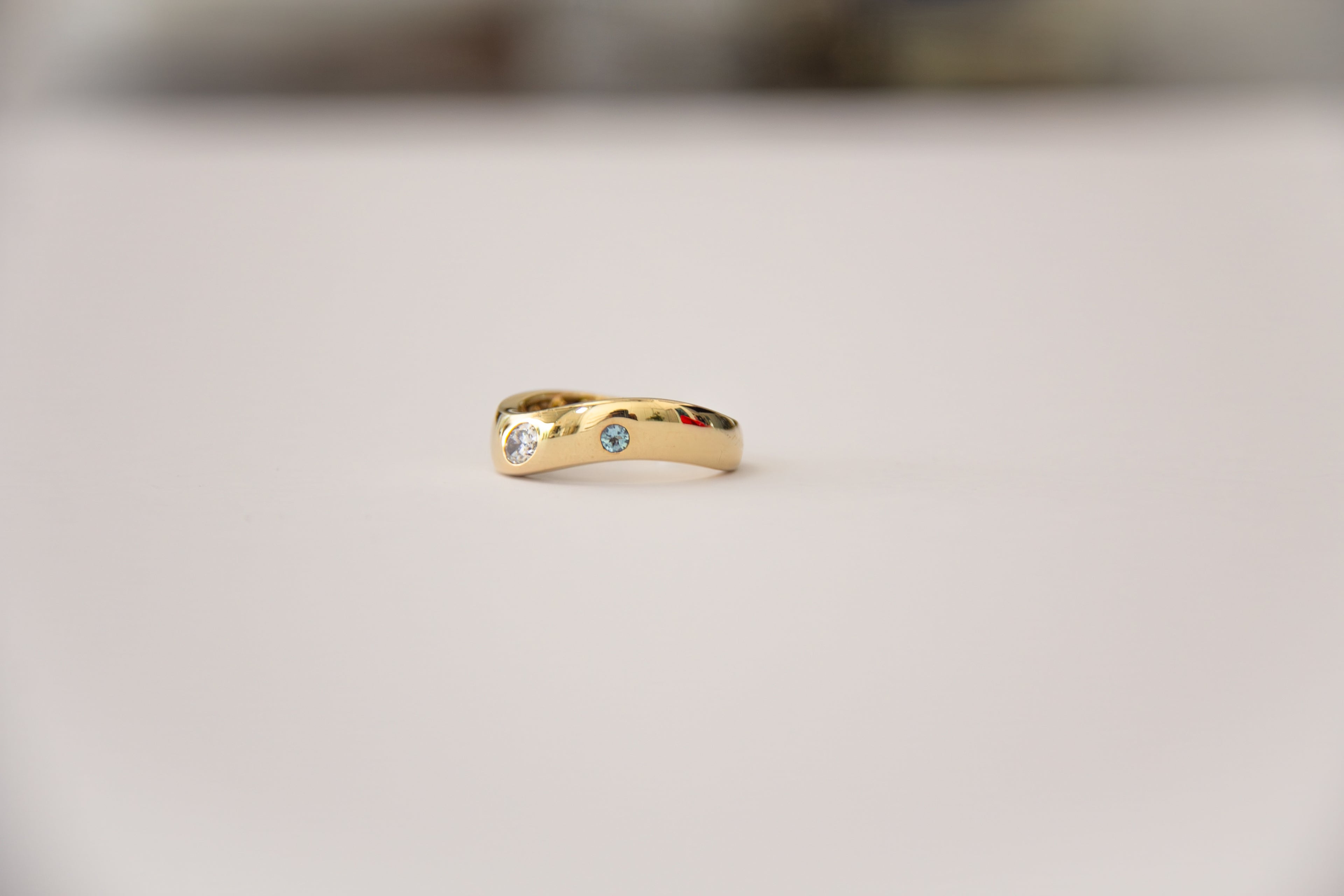 6K Gold Diamond Stride Ring