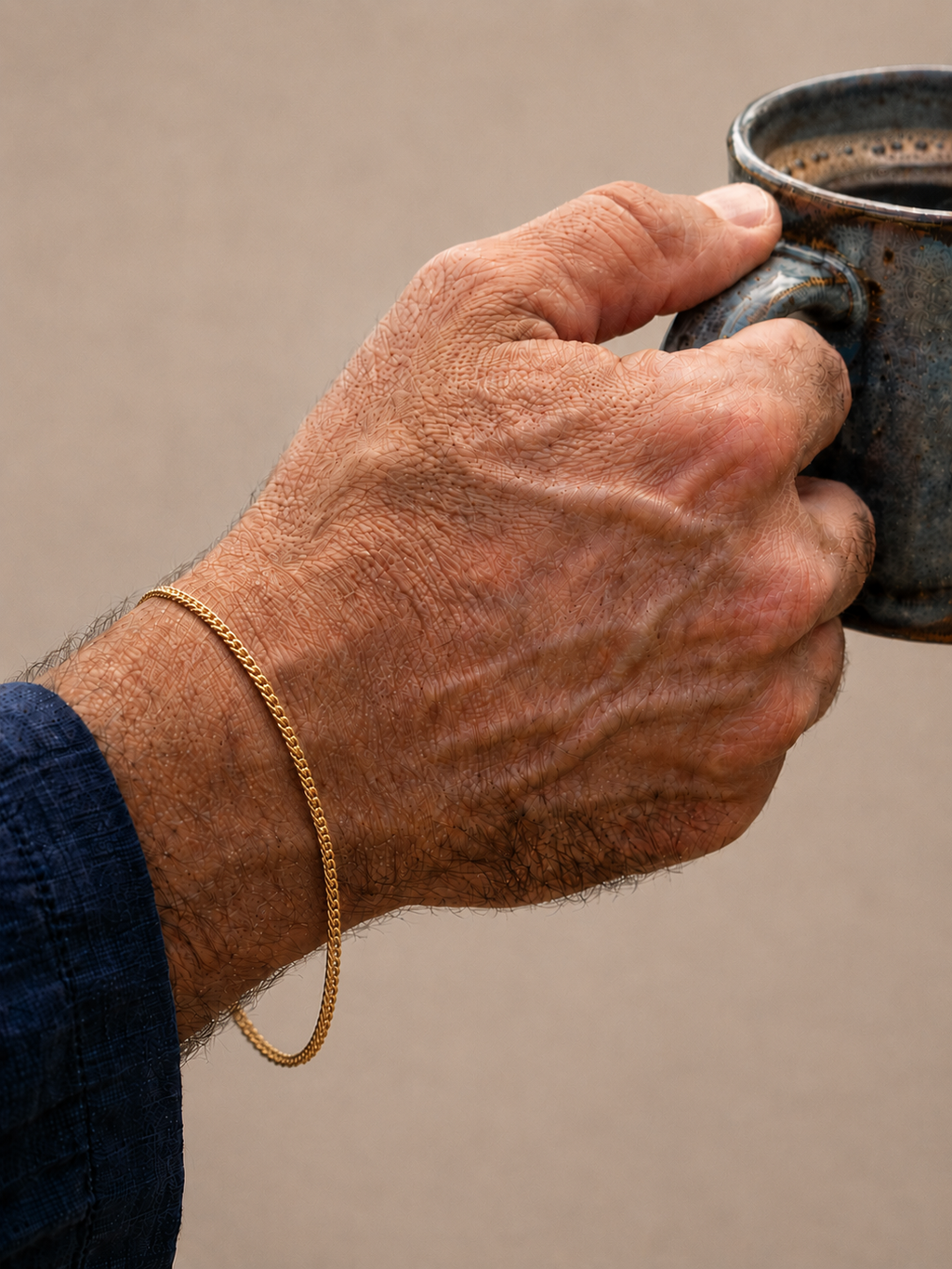 6K Gold Men's Square Franco Bracelet
