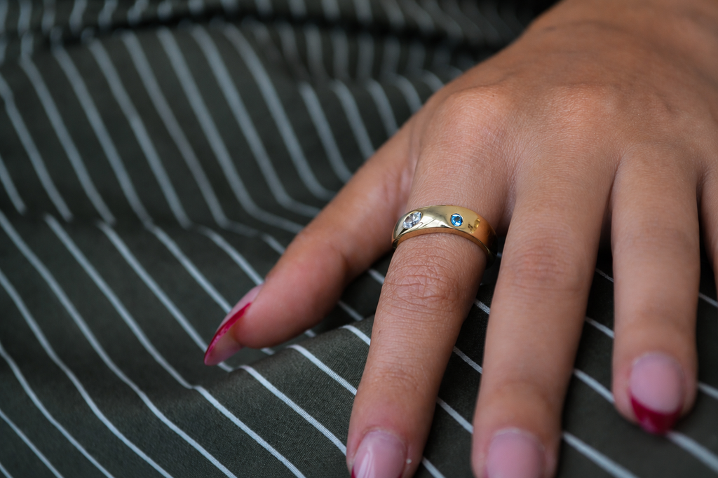 6K Gold Diamond Stride Ring