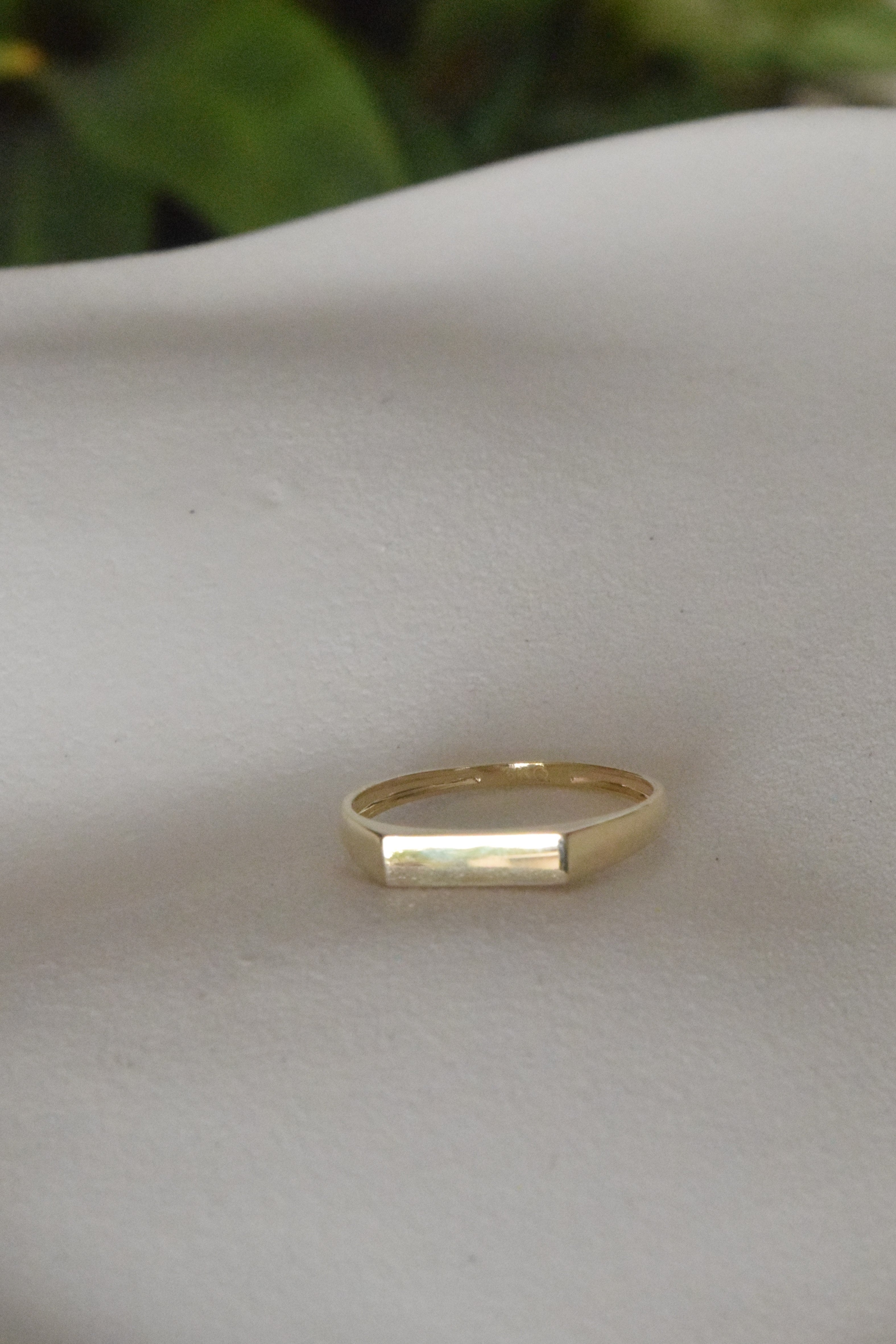 6k Gold Slim Rectangle Signet Ring