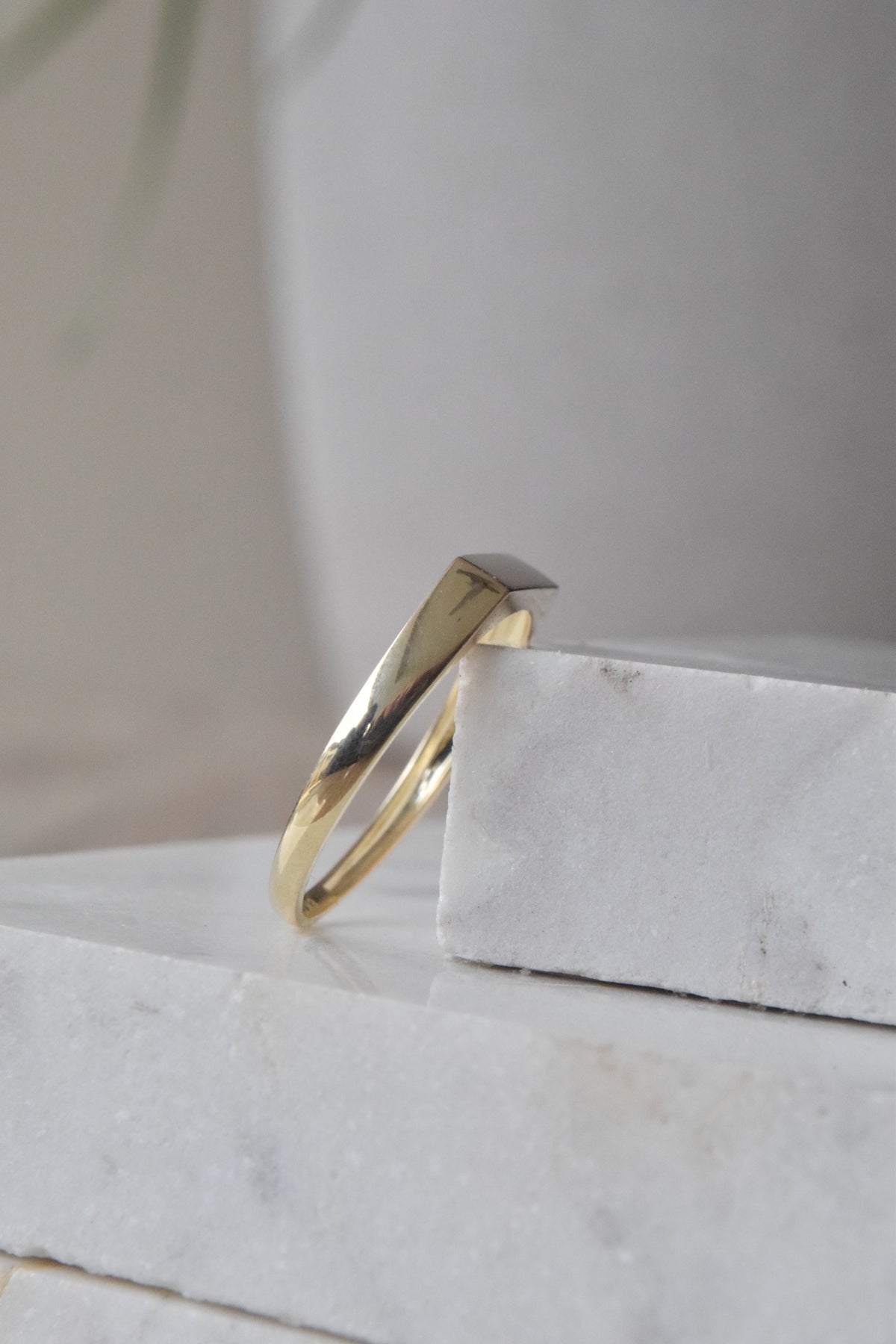 6k Gold Men's Slim Rectangle Signet Ring