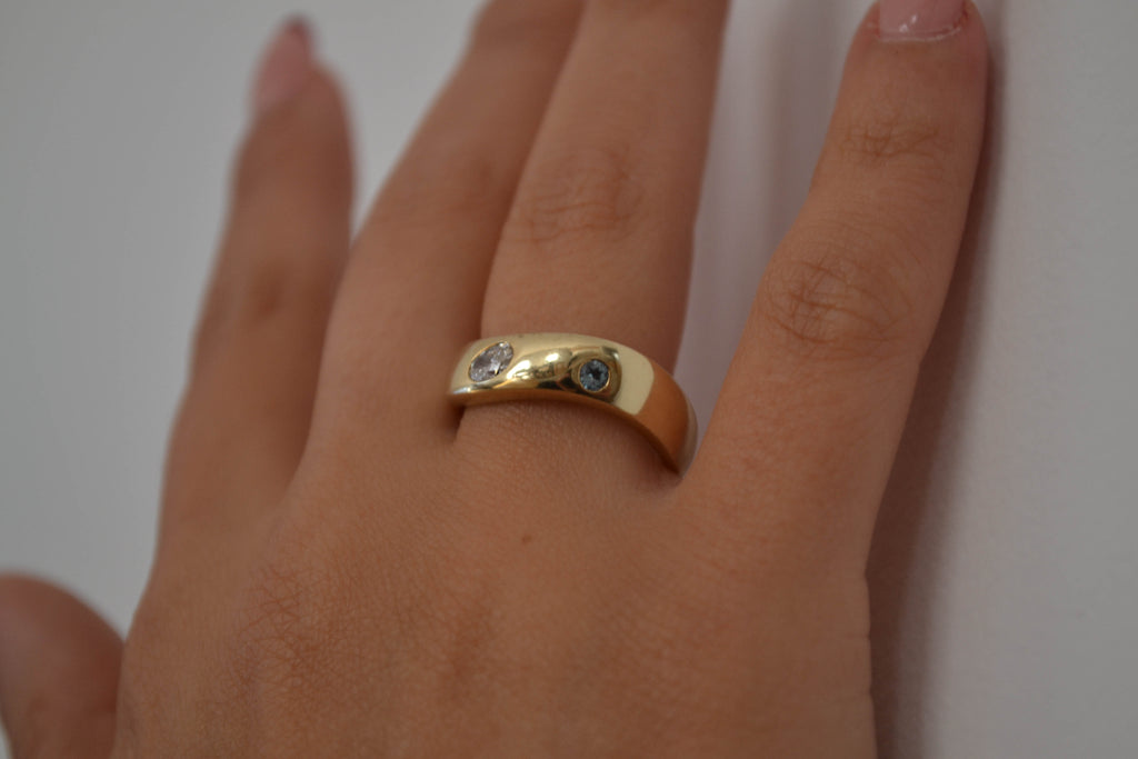 6K Gold Diamond Stride Ring