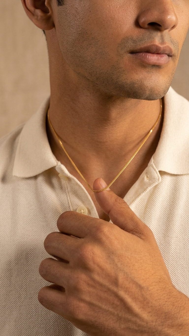 6K Gold Men's Square Franco Necklace