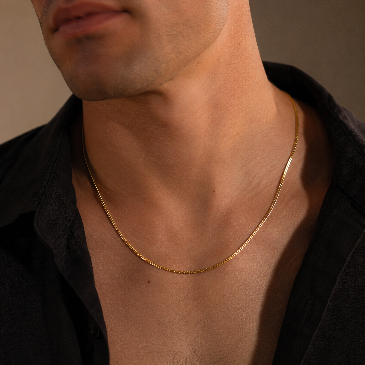 6K Gold Square Franco Necklace